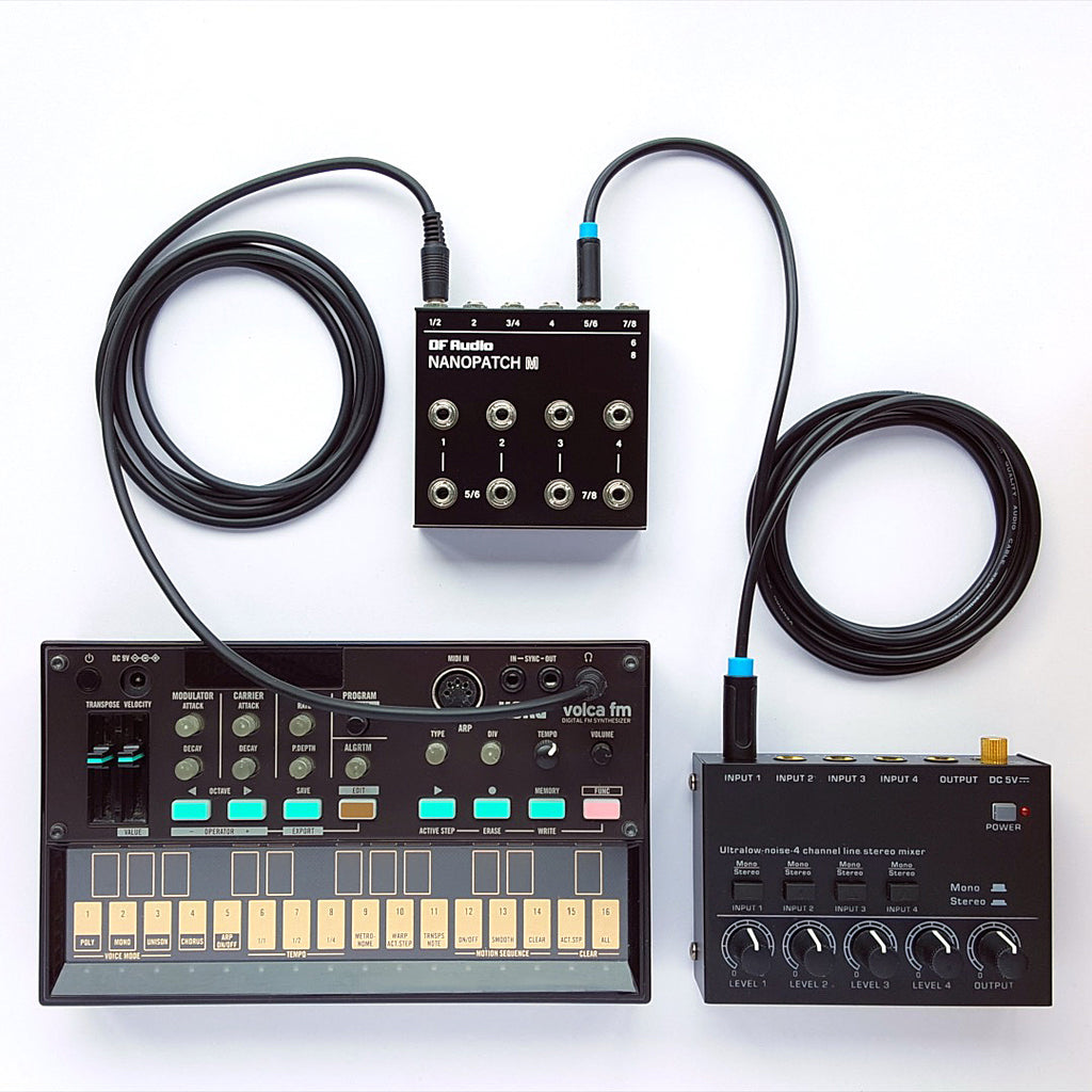 DF Audio Nanopatch M an einen Mixer angeschlossen