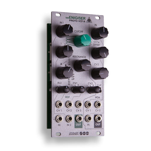 swEnigiser Proto VCF/A Modul mit silberner Frontplatte, Schrägansicht
