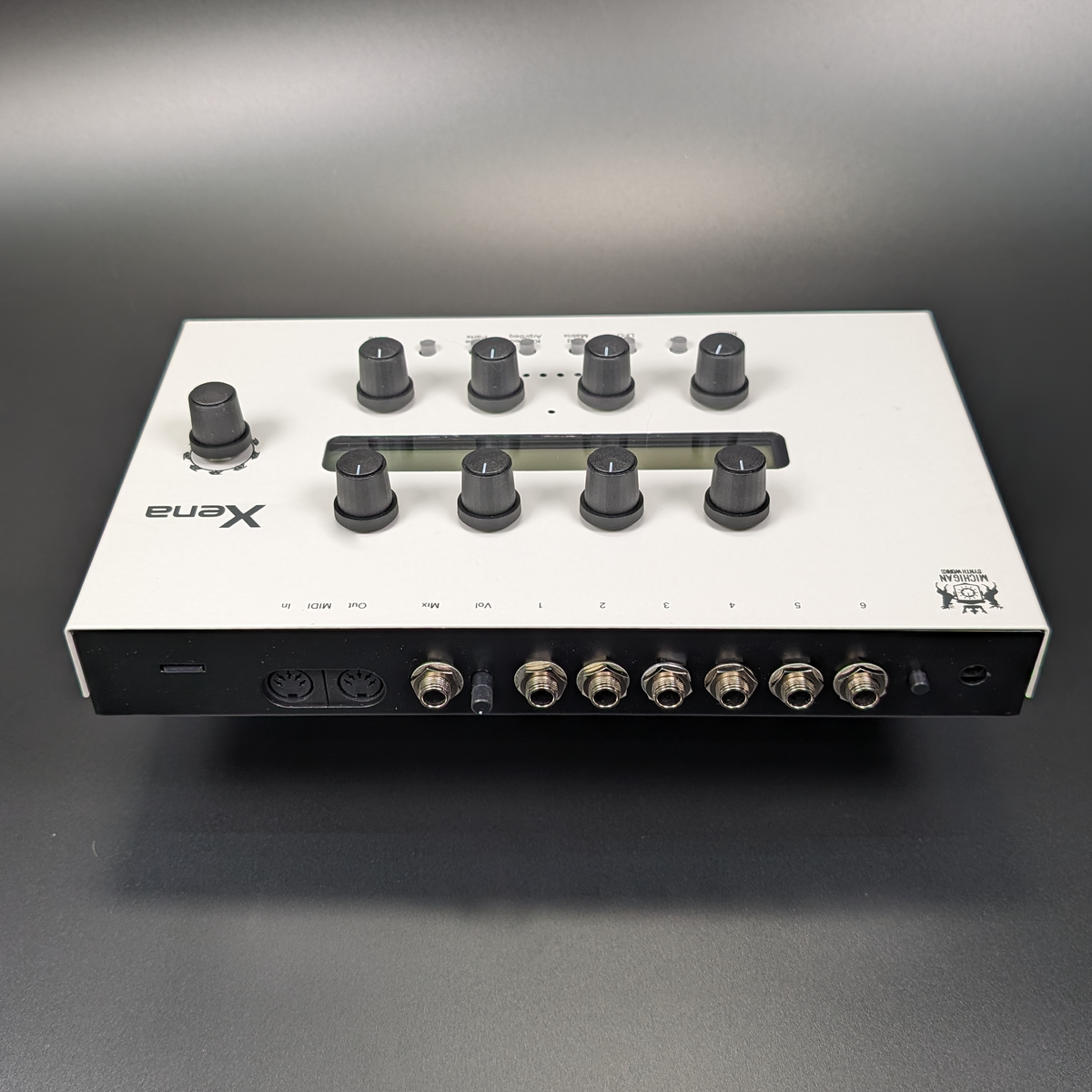 Michigan Synth Works Xena rear panel with outputs and MIDI